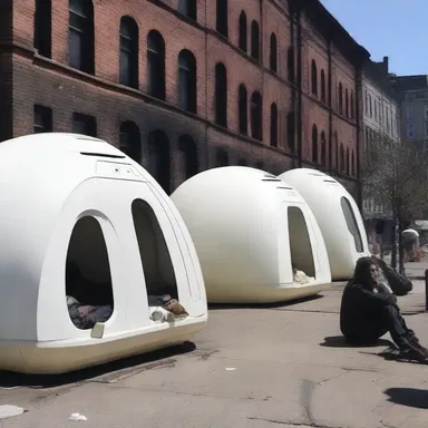 In a dystopian future, where resources were scarce, some people resorted to living in bedless pods.