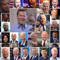 A collection of memes showing Joe Biden represented as a non-player character (NPC) in different video game scenarios, displaying comically low-resolution graphics and unrealistic movements.