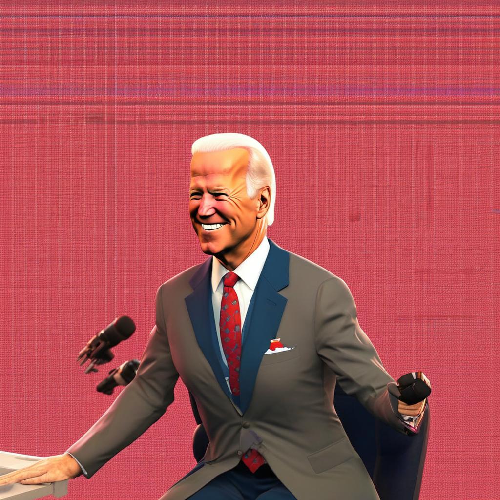 A single humorous meme of Joe Biden depicted as a non-player character (NPC) in a video game, complete with pixelated graphics and exaggeratedly simplistic movements.