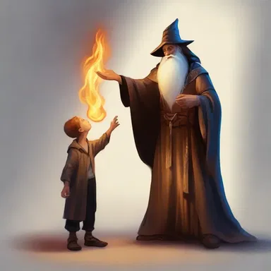The ancient wizard bestowed the young hero with a magical pendant, endowing him with the ability to control fire.