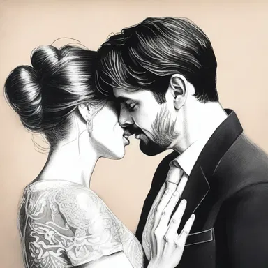 The artist's delicate delineation of the couple's embrace captured the essence of their love.
