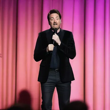 The comedian's hilarious delineation of his awkward encounter with a delivery person had the audience roaring with laughter.