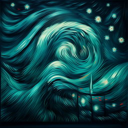 A digital reinterpretation of Van Gogh's Starry Night by a highly talented artist, featuring enhanced details, vivid blues, and radiant stars.