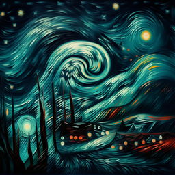 A digital reinterpretation of Van Gogh's Starry Night by a highly talented artist, featuring enhanced details, vivid blues, and radiant stars.