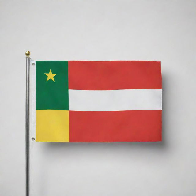 Create a harmoniously designed flag that combines the colour schemes of both the Indonesia and Guinea flags.