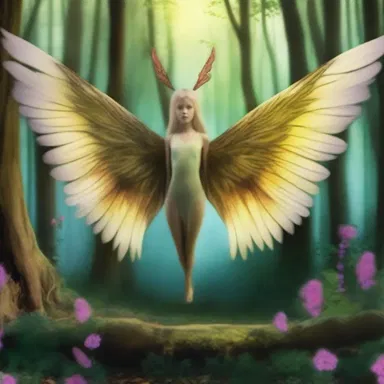 The enchanted forest was filled with mythical creatures, one of which was a magical creature with lamella-like wings.