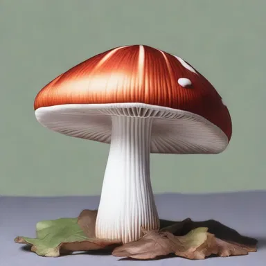 The artist painted a stunning portrait of a mushroom, paying special attention to the delicate lamella on the underside of the cap.