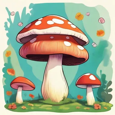 In the cartoon, the lamella of the mushroom was animated with vibrant colors, adding a whimsical touch to the overall artwork.