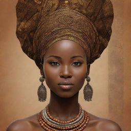 Generate an image showcasing a beautiful blend of Indonesian and Guinean African cultures, featuring representative symbols, traditions, and styles.