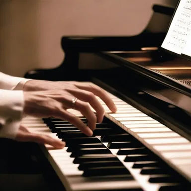 In the film, the close-up shot showed the pianist's fingering as she played the complex piece.