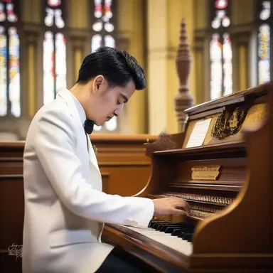 During the religious ceremony, the musician's precise fingering on the organ created a soulful and melodic atmosphere.