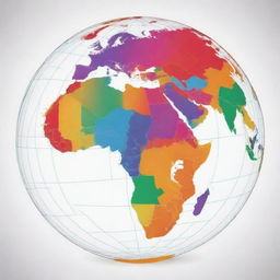 Design an image of a globe highlighting the continents of Africa and Asia, with artistic outline and pop of colour for distinction.