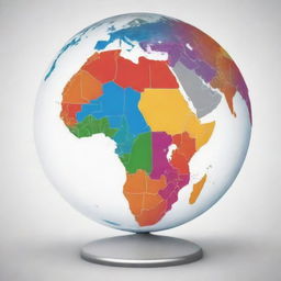 Design an image of a globe highlighting the continents of Africa and Asia, with artistic outline and pop of colour for distinction.