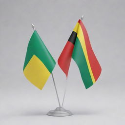 Create a vibrant, tasteful image showcasing the flags of Guinea Conakry and Indonesia side by side, maintaining their individual designs yet intertwined.