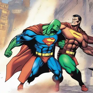 In the latest issue of the superhero comic book, there is a thrilling wrangle between the hero and the villain.