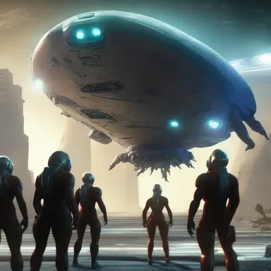 In the science fiction story, the crew of the spaceship wrangles with an alien species over control of a valuable resource.