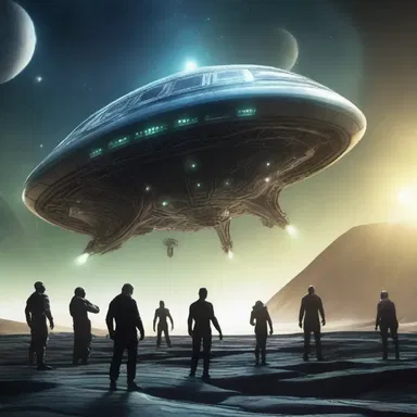 In the science fiction story, the crew of the spaceship wrangles with an alien species over control of a valuable resource.
