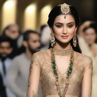 She sprayed a few drops of attar behind her ears to enhance her elegant attire for the fashion show.
