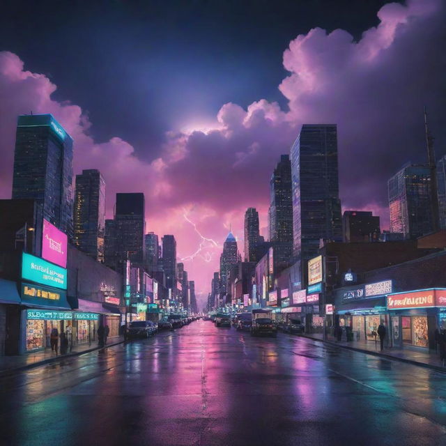 A nostalgically inspired album cover for a Phonk, Ambient Wave, and Electronic song titled 'Next to You'. Visualize a futuristic cityscape with neon lights, dreamy clouds, and a synthesizer or a vinyl in the foreground, embodying the essence of these music genres.