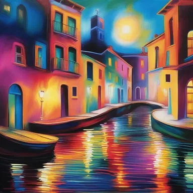 The artist used a fluorochrome to create a vibrant and illuminated effect in their painting.
