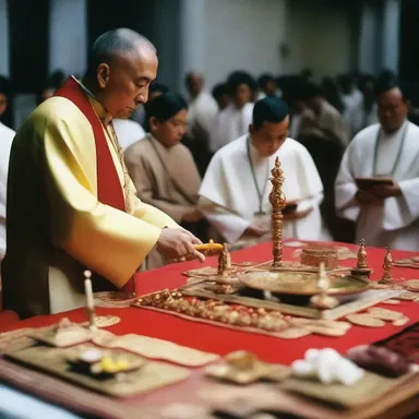During the religious ceremony, the priest used a fluorochrome to highlight certain aspects of the sacred objects.
