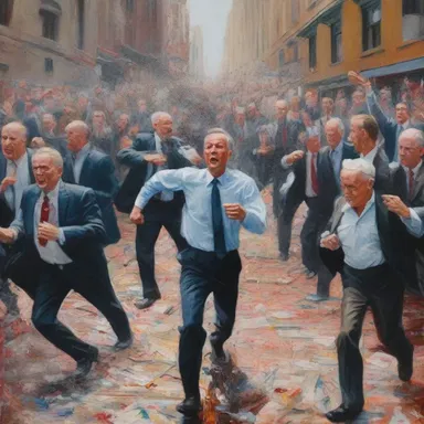 The artist captured the beauty and chaos of the press run in a mesmerizing painting.