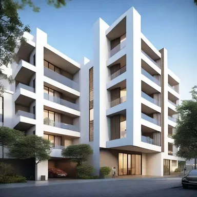 The architect designed the buildings of the populated area with a modern and sleek aesthetic.
