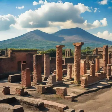 The populated area of Pompeii was buried under volcanic ash in 79 AD during the eruption of Mount Vesuvius.