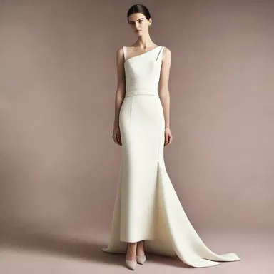 The dress was designed to be beltless, giving it a more modern and streamlined look.