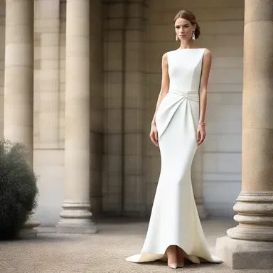 The dress was designed to be beltless, giving it a more modern and streamlined look.