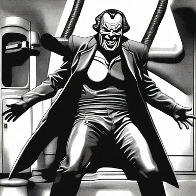 The villain in the science fiction novel laughed maniacally as he executed his evil plan.