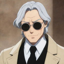 A detailed, full-color image of Sigma from Bungo Stray Dogs. He is depicted in his usual attire, complete with his signature glasses, displaying a stoic expression. The background is reminiscent of scenes from the anime series.