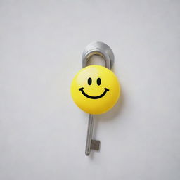 An image depicting simplicity as a key unlocking a door labeled with a smiling face symbol, representing happiness.