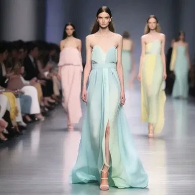 The designer's collection showcased a unique blend of edginess and clemency, with flowing silhouettes and soft pastel colors.