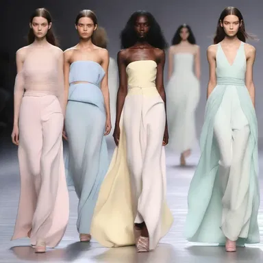 The designer's collection showcased a unique blend of edginess and clemency, with flowing silhouettes and soft pastel colors.