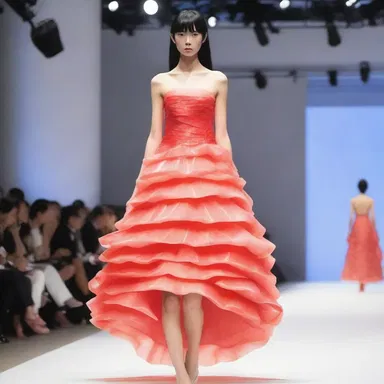 The fashion show featured a unique dress made entirely of sashimi slices, showcasing the creativity of the designer.