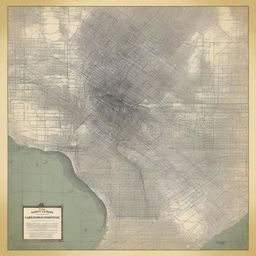An intricately detailed, top-quality digital art depicting a city map from the 1920s