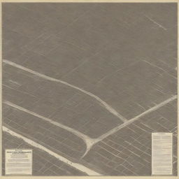 An exquisitely detailed, high-quality digital art piece of a 1920s city plan