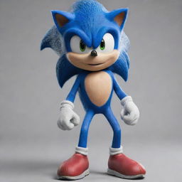 Generate an image of the character Sonic the Hedgehog resembling his appearance from the live-action movie.