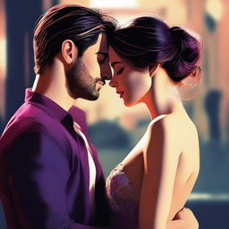 A digital art of a woman, strikingly attractive, in an intimate moment with her boyfriend