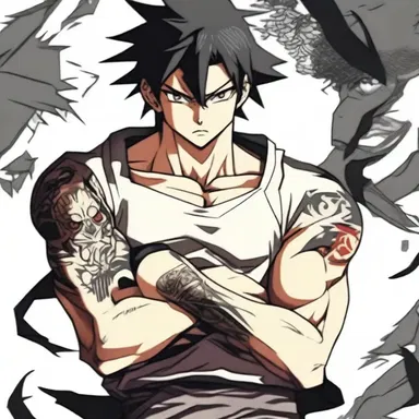 The protagonist in the popular anime series has a distinct striate tattoo on his arm, representing his determination and strength.