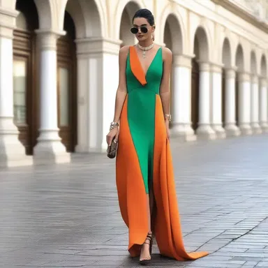The fashion designer decided to striate the dress with bold, contrasting colors for a unique and trendy look.