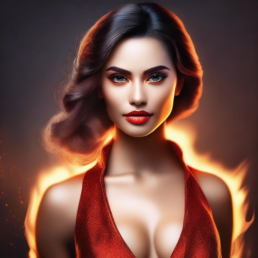A high-quality digital art portraying an attractive woman with striking features