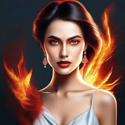 A high-quality digital art portraying an attractive woman with striking features