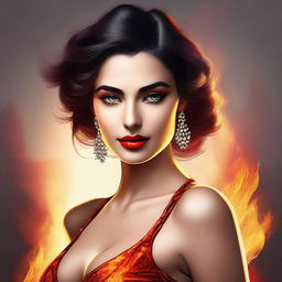 A high-quality digital art portraying an attractive woman with striking features