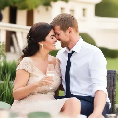 The couple celebrated their anniversary with a bottle of sparkling champagne.