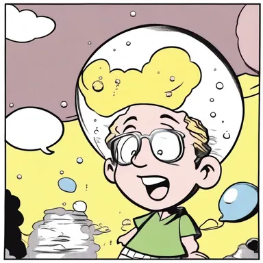 In the comic strip, bubbles appeared above the character's head, symbolizing his sparkling idea.