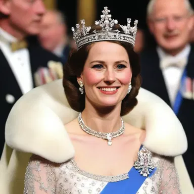 At the royal coronation ceremony, the crown jewels were displayed, including the sparkling diamond tiara.