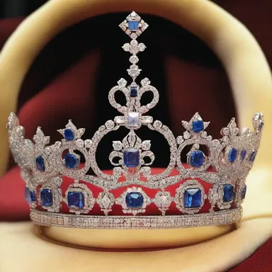 At the royal coronation ceremony, the crown jewels were displayed, including the sparkling diamond tiara.
