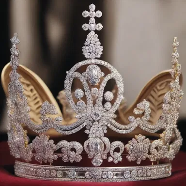 The royal crown was adorned with sparkling diamonds that symbolized the wealth and power of the monarchy.